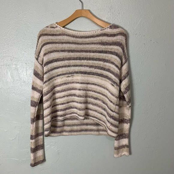 Handknit crocheted stripe sweater - Picture 2 of 2